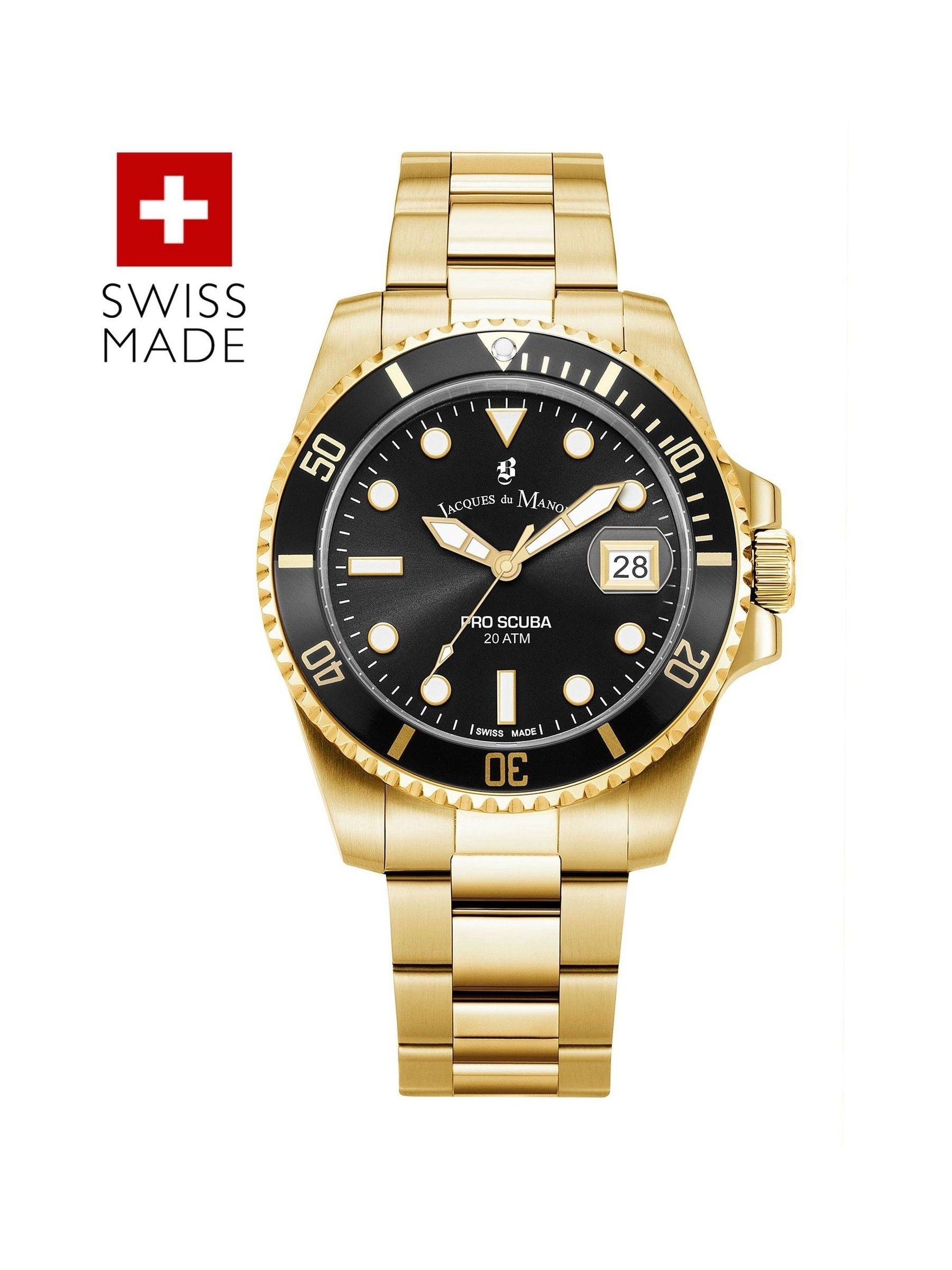 Jacques Du Manoir gold tone gents bracelet watch, UK version