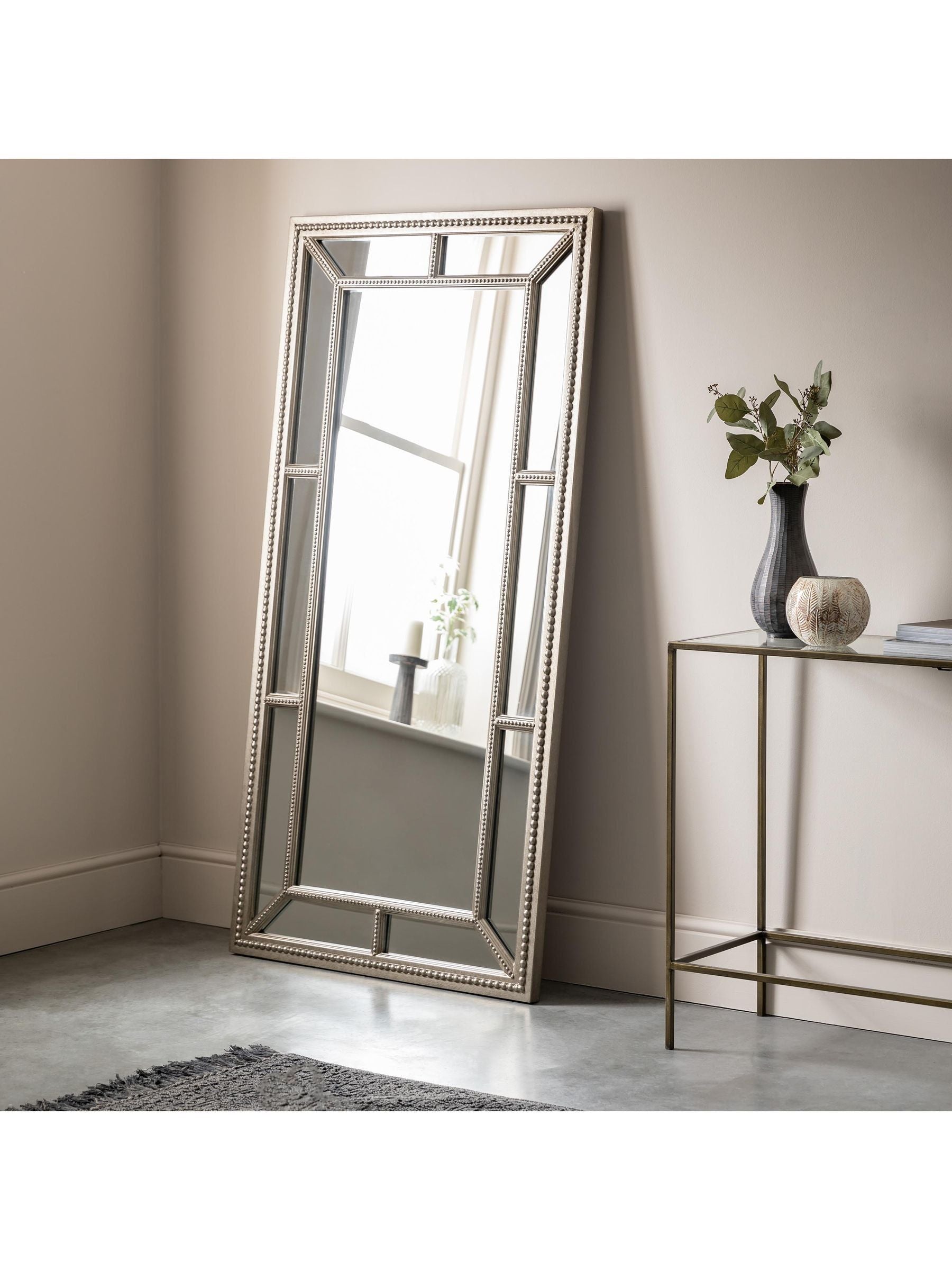 Gallery Home Silver Lawthorne leaner mirror 157.5cm x 79cm, UK version