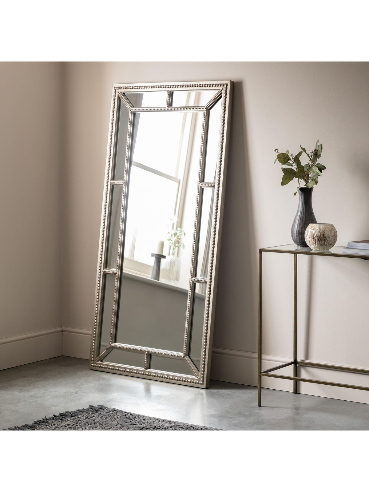 Gallery Home Silver Lawthorne leaner mirror 157.5cm x 79cm, UK version