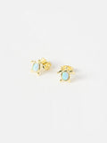 Oliver Bonas gold plated opalite turtle stud earrings, imported from the UK
