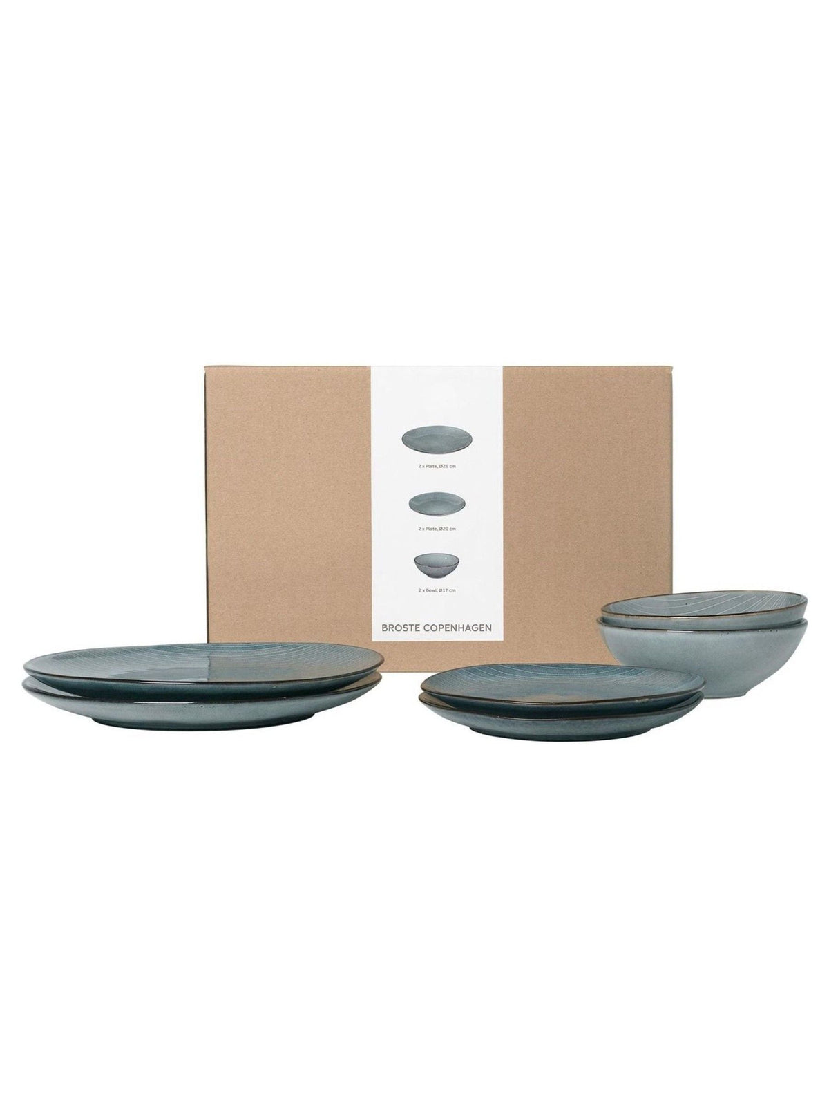 Broste Copenhagen Soft Blue Nordic Sea dinner set for two - British product