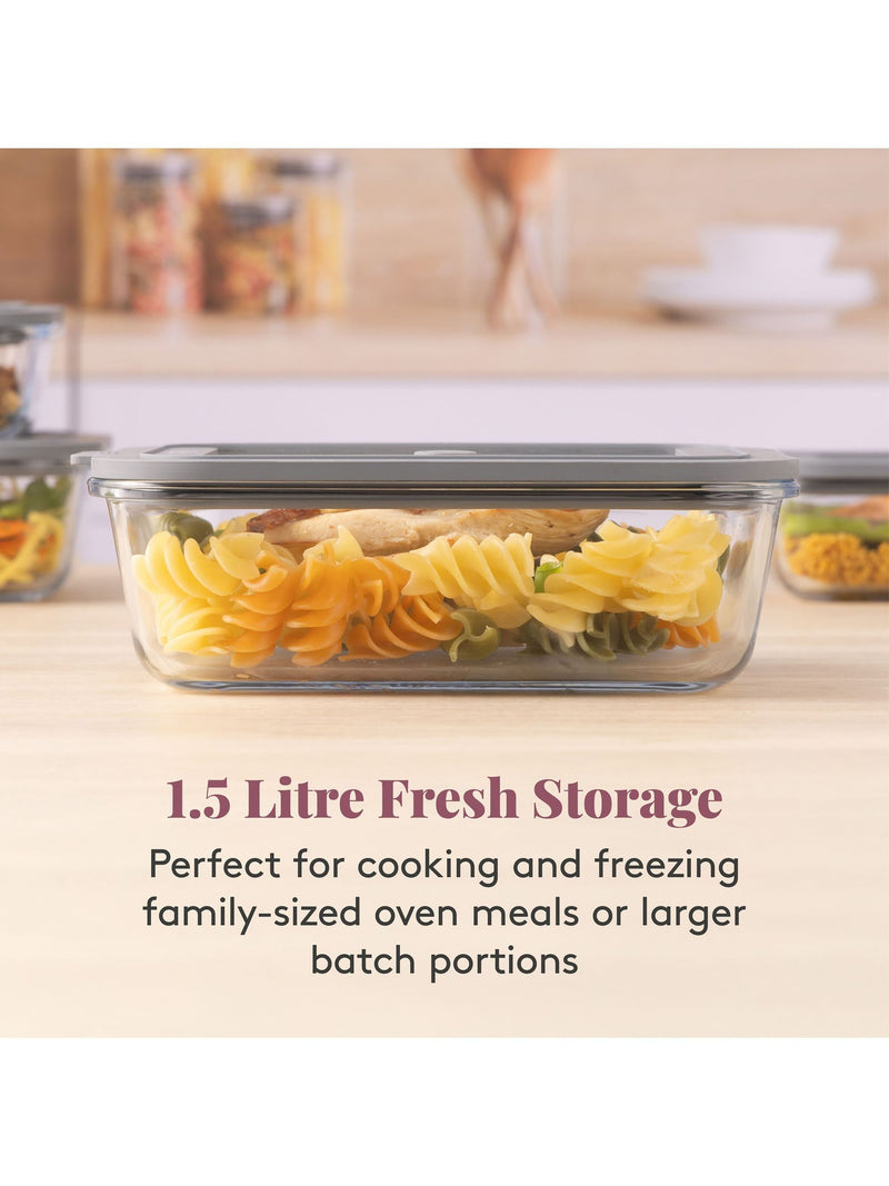 Kilner clear glass food storage containers 1.5l set of 2, UK version