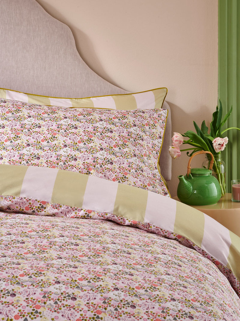 Cath Kidston Pink Tiny Town duvet cover and pillowcase set - British product