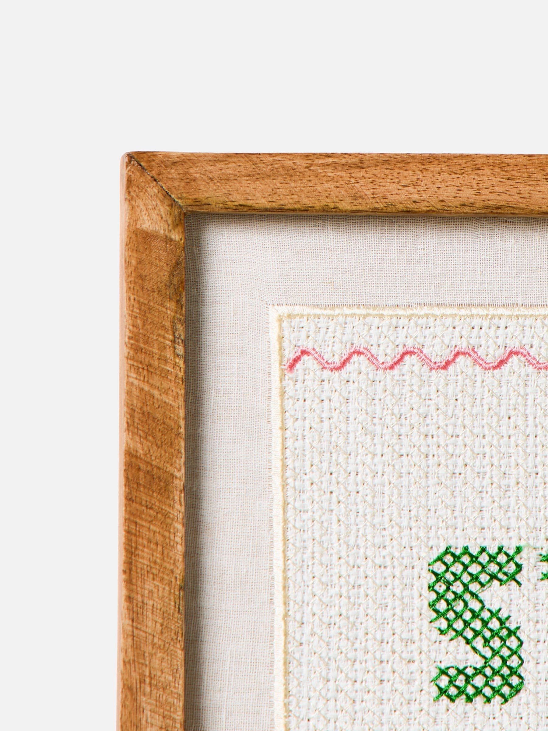 Oliver Bonas Natural Stay Weird Petit Point Framed Wall Art