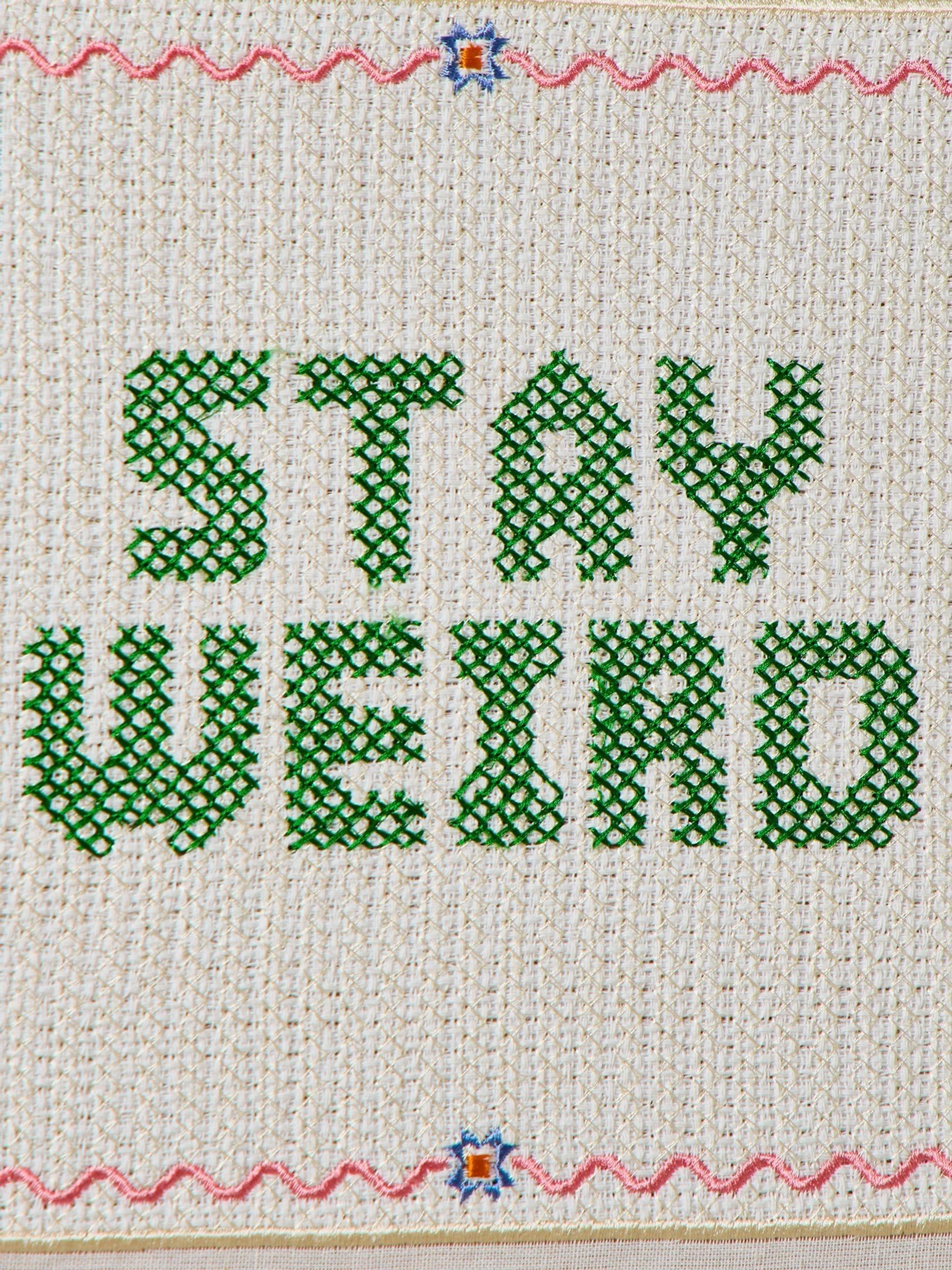 Oliver Bonas Natural Stay Weird Petit Point Framed Wall Art