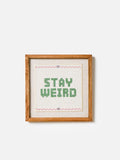Oliver Bonas Natural Stay Weird Petit Point Framed Wall Art