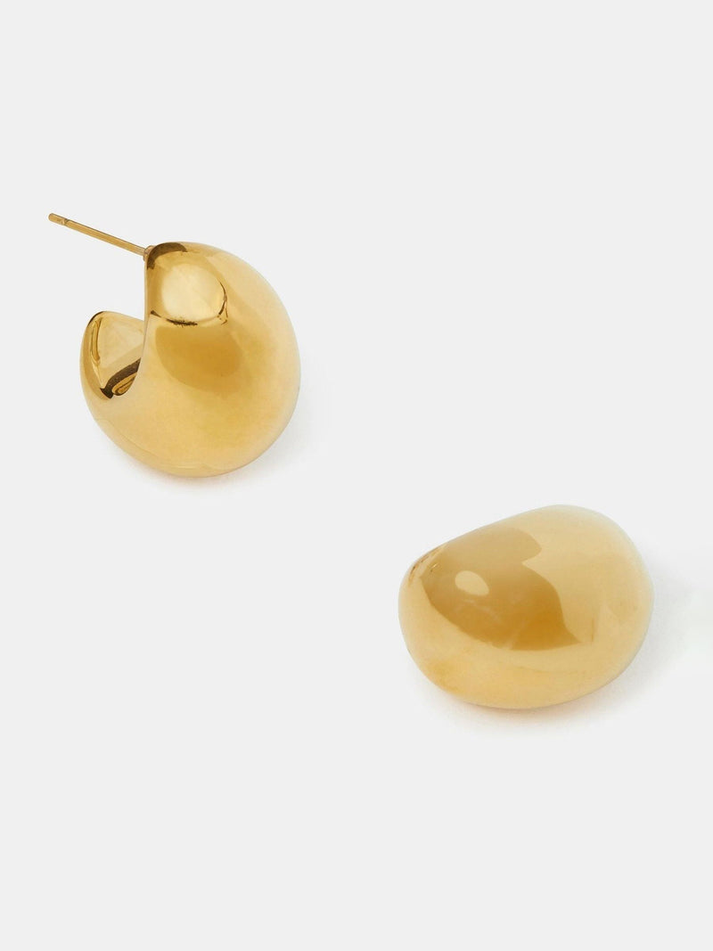 Accessorize Gold Tone 14ct Chunky Dome Hoop Earrings - British product