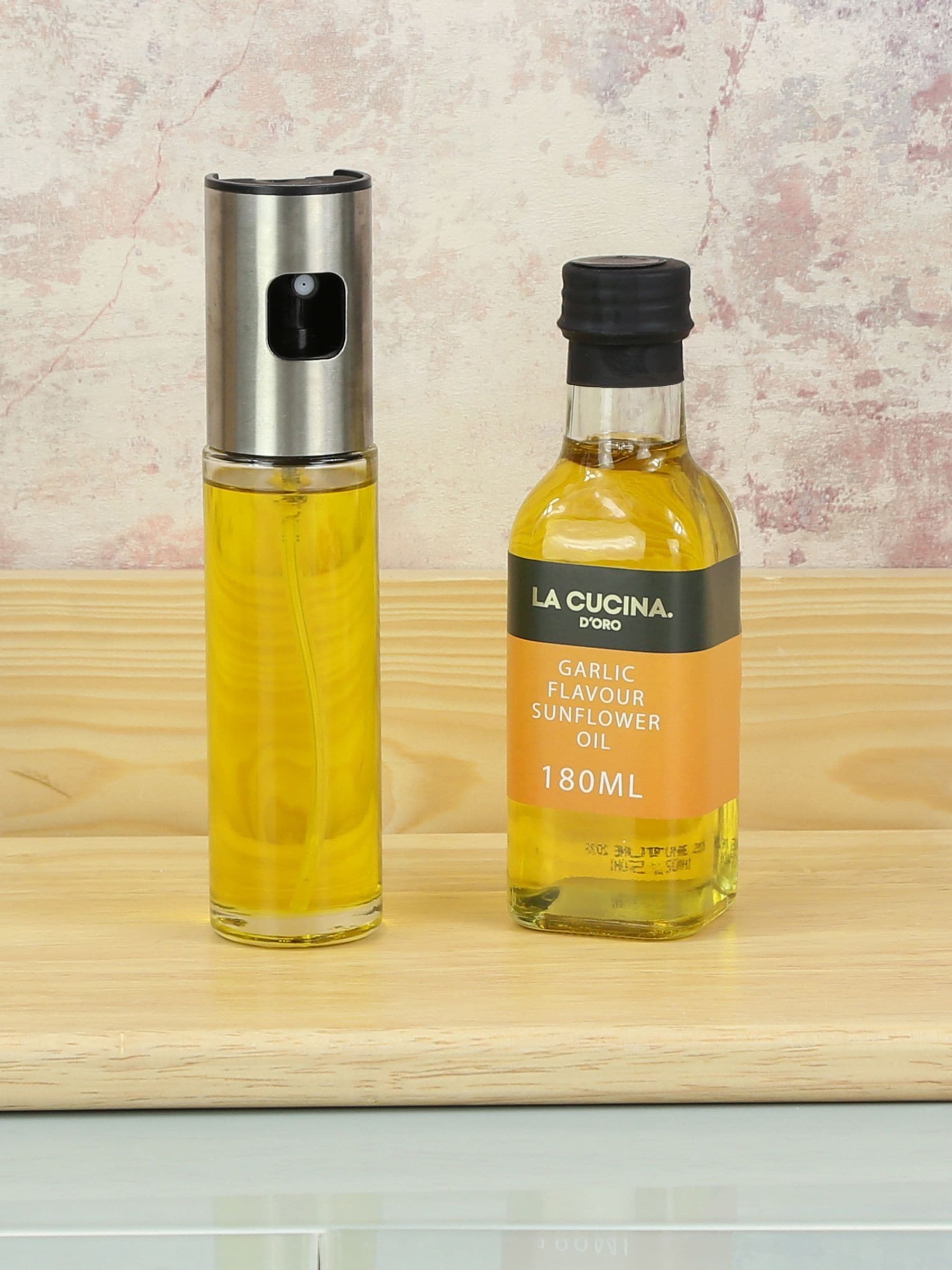 Kimm & Miller garlic infused oil spray bottle 180ml, UK version