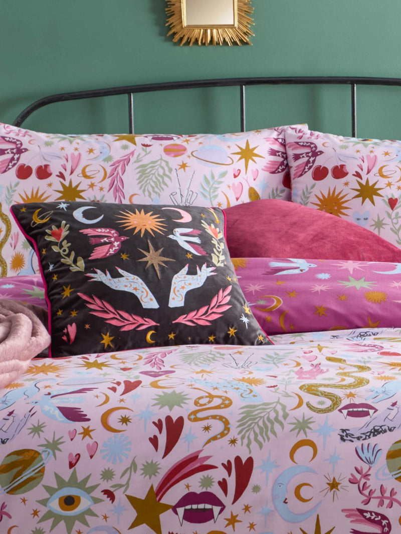 Furn Pink Enchanted reversible duvet cover and pillowcase set - British product