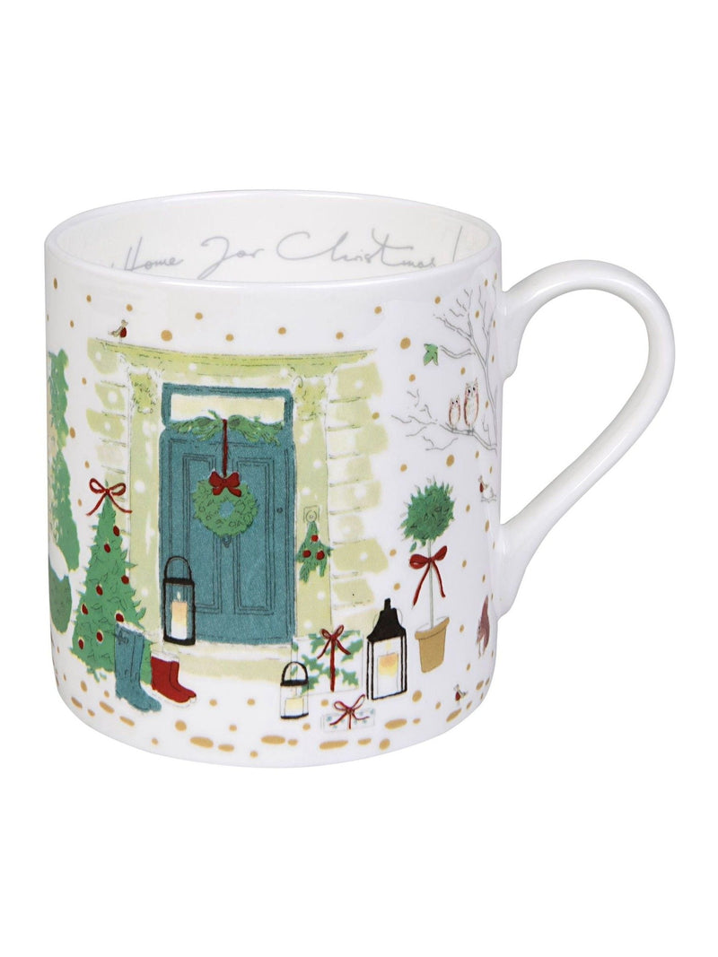 Sophie Allport White Holly & Berry Home for Christmas Mug