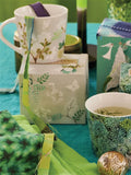 Set of 4 Designers Guild celadon Fleur Orientale porcelain mugs - British product