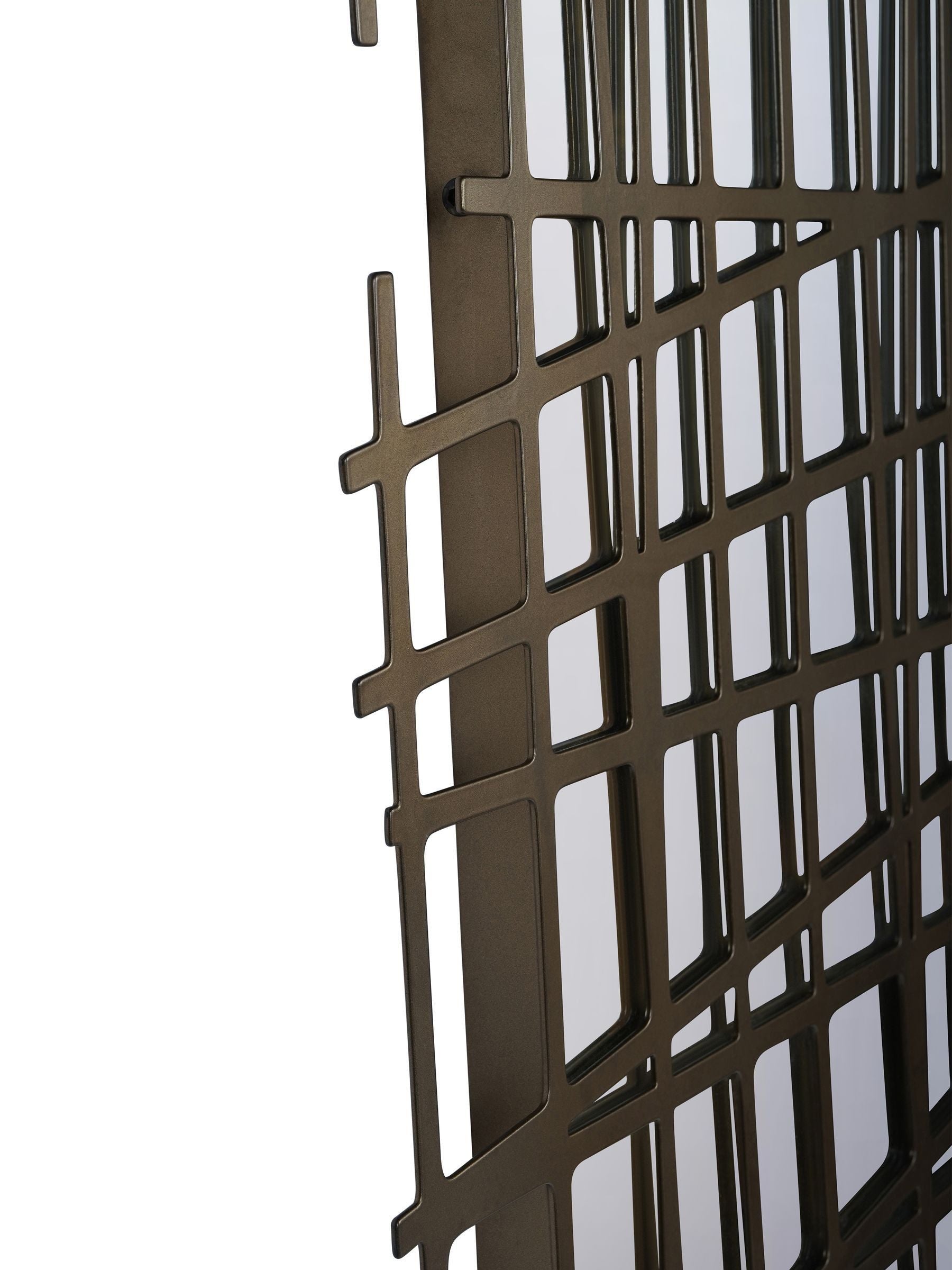 Libra Interiors Gold Lattice Wall Decor Mirror Brass Finish