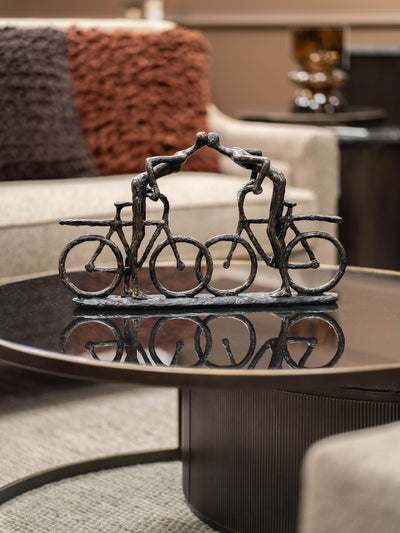 Libra Interiors Bronze Smooching Cyclist Sculpture Home Decor Sculpture 28cm Height