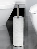 Showerdrape Frost Onyx White Bianco striped toilet brush and holder set (British brand)