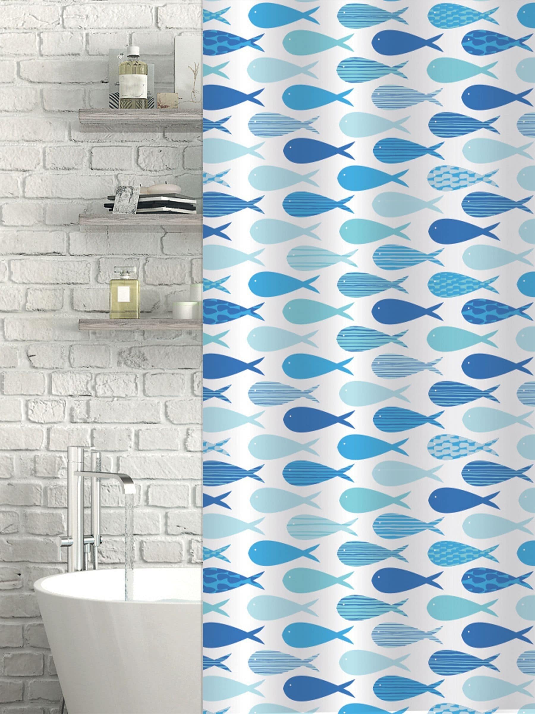 Showerdrape White Aquarium shower curtain 180 x 180cm (British brand)