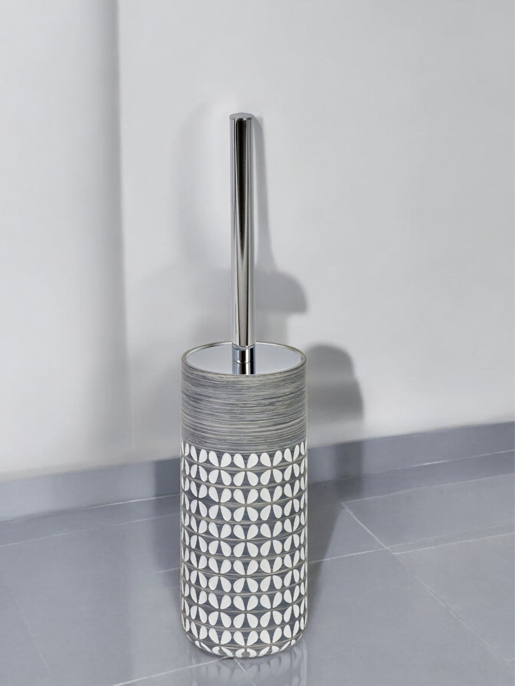 Showerdrape Grey Ravello Geo toilet brush (British brand)