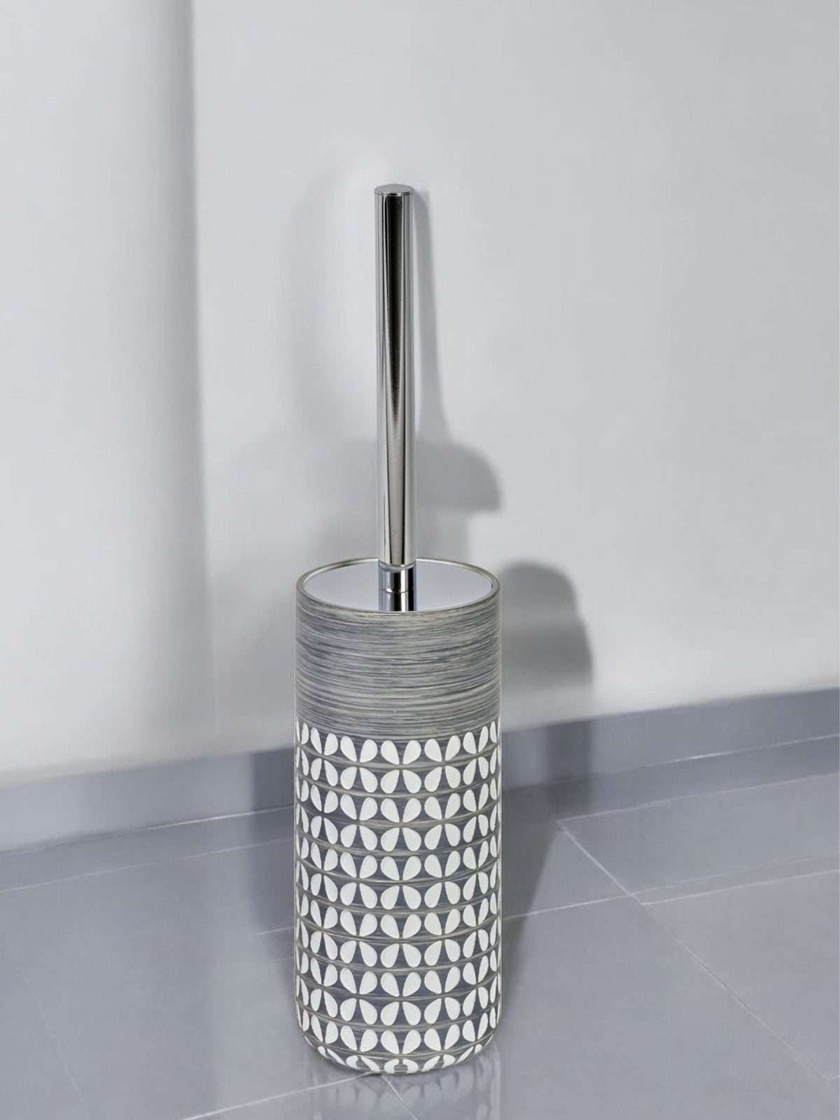 Showerdrape Grey Ravello Geo toilet brush (British brand)