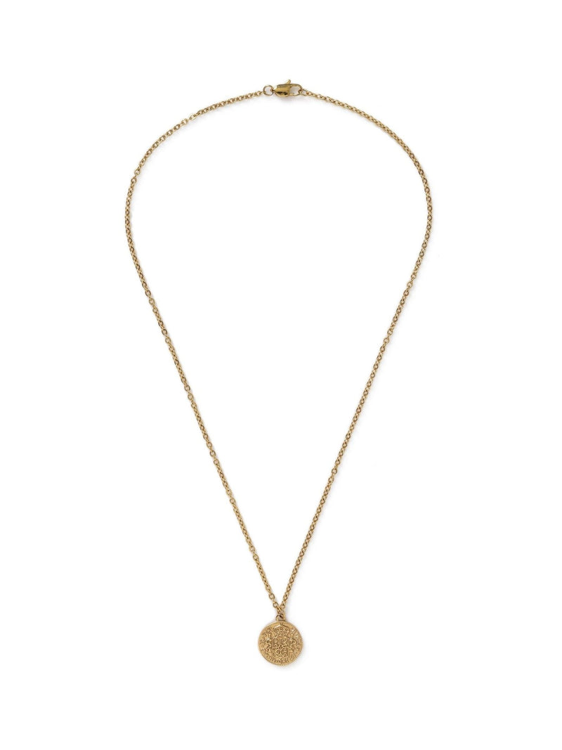 DCK Mens Gold Tone Stainless Steel Coin Necklace