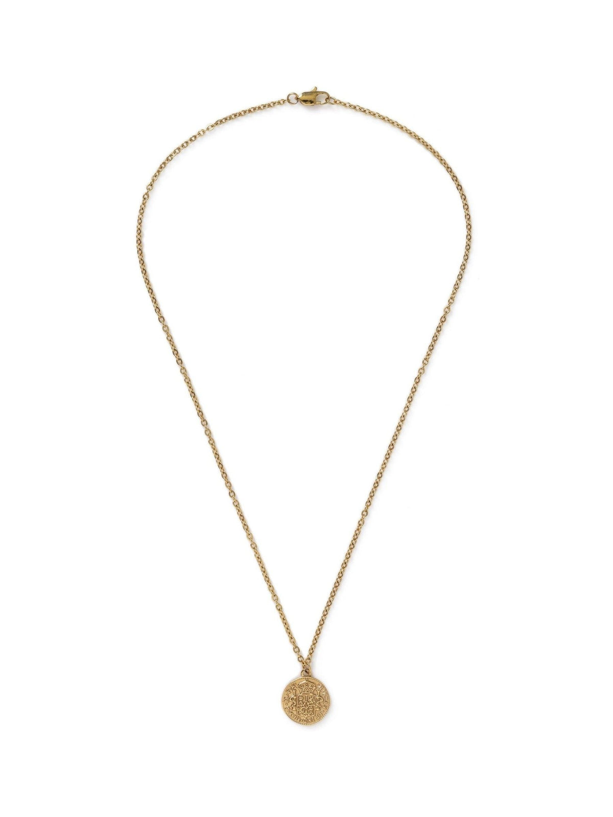 DCK Mens Gold Tone Stainless Steel Coin Necklace