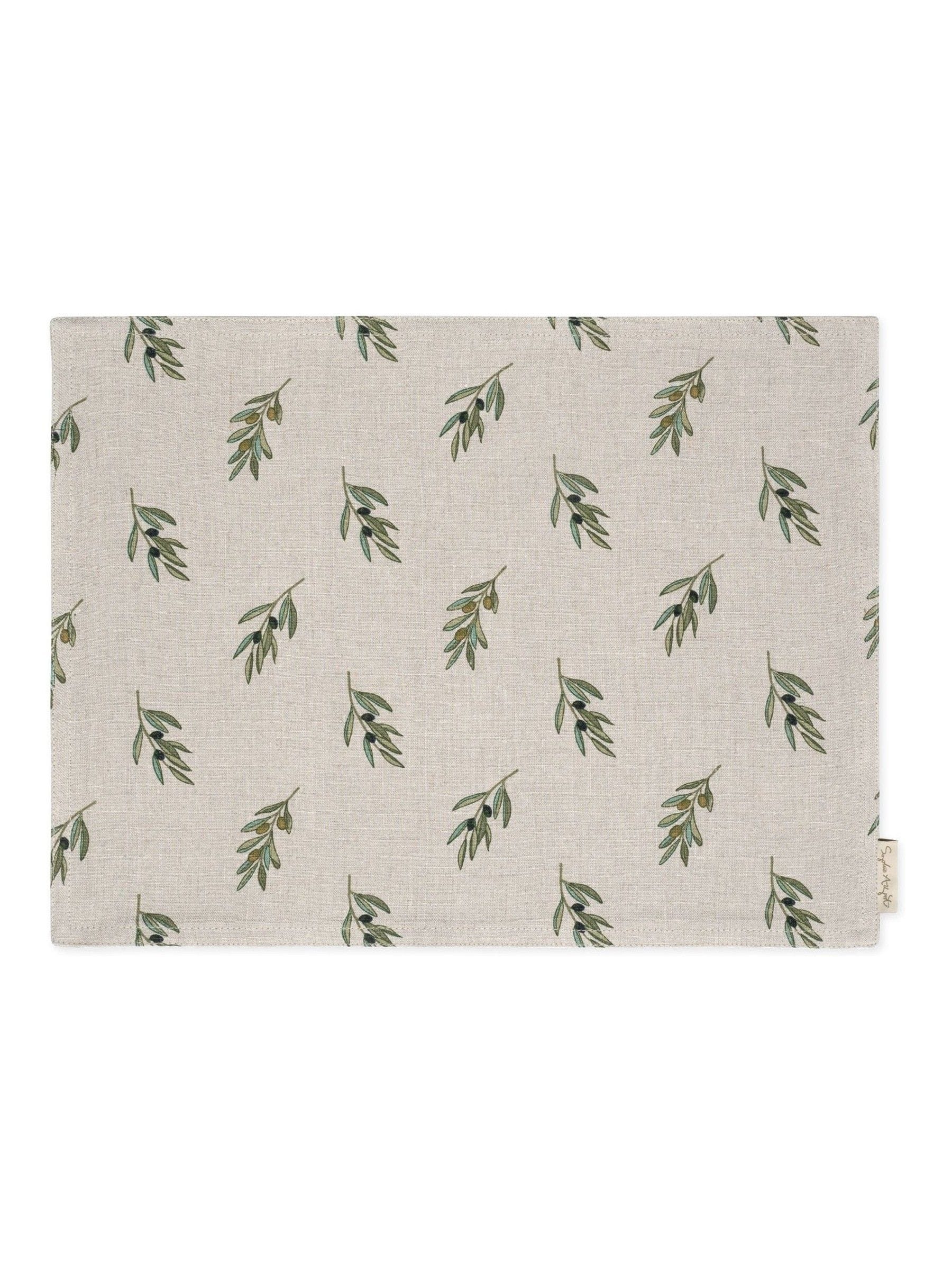 Sophie Allport Natural Linen Olive placemats set of 2 (British brand)