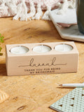 No Ordinary Gift engraved wood triple candle holder, 15cm wide (British brand)