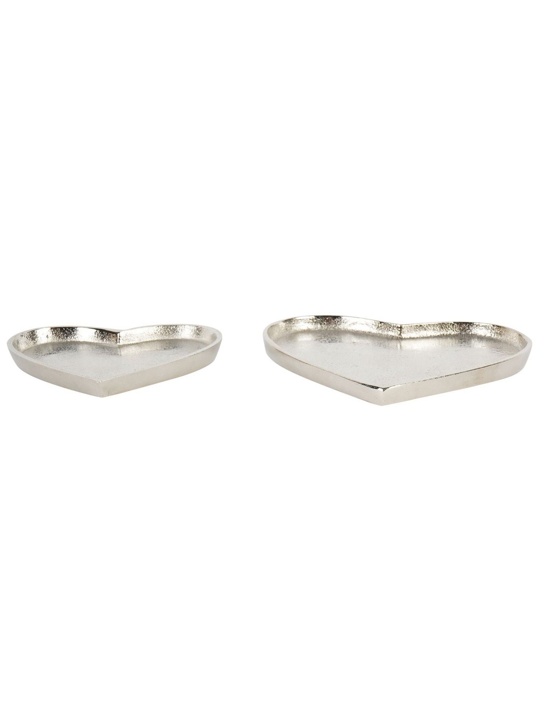 Libra Interiors silver Esme heart decorative plates set of 2, UK version