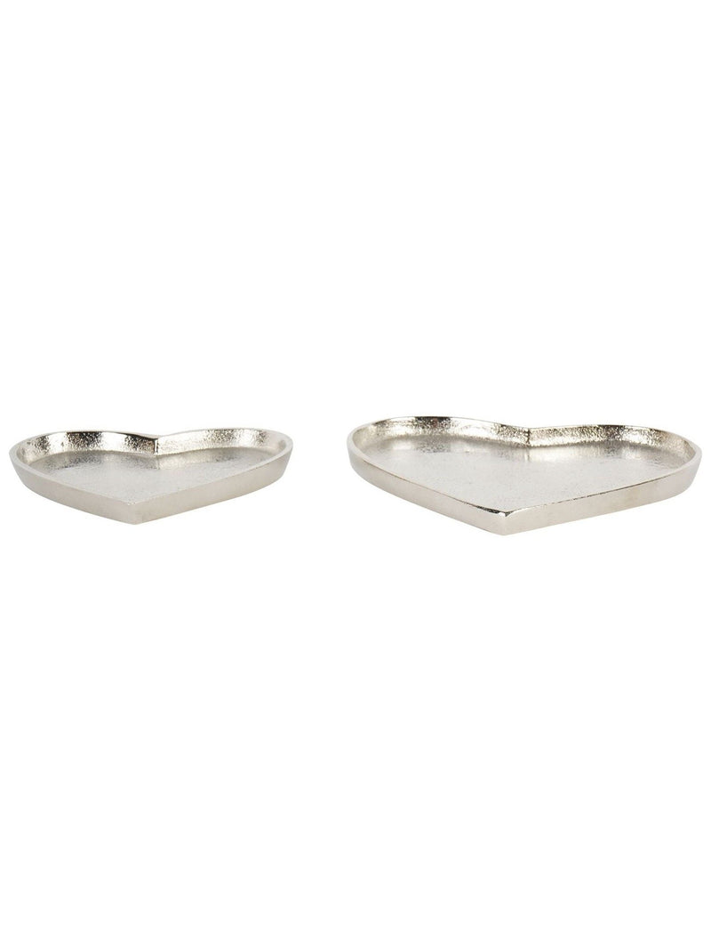 Libra Interiors silver Esme heart decorative plates set of 2, UK version