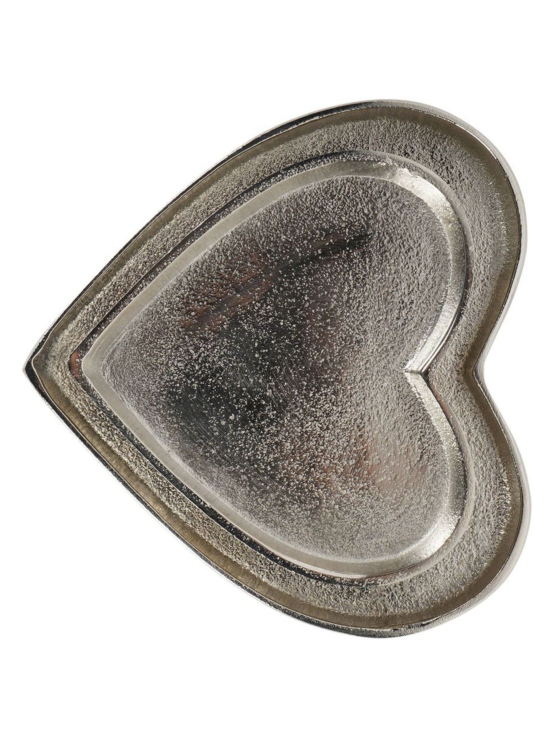 Libra Interiors silver Esme heart decorative plates set of 2, UK version