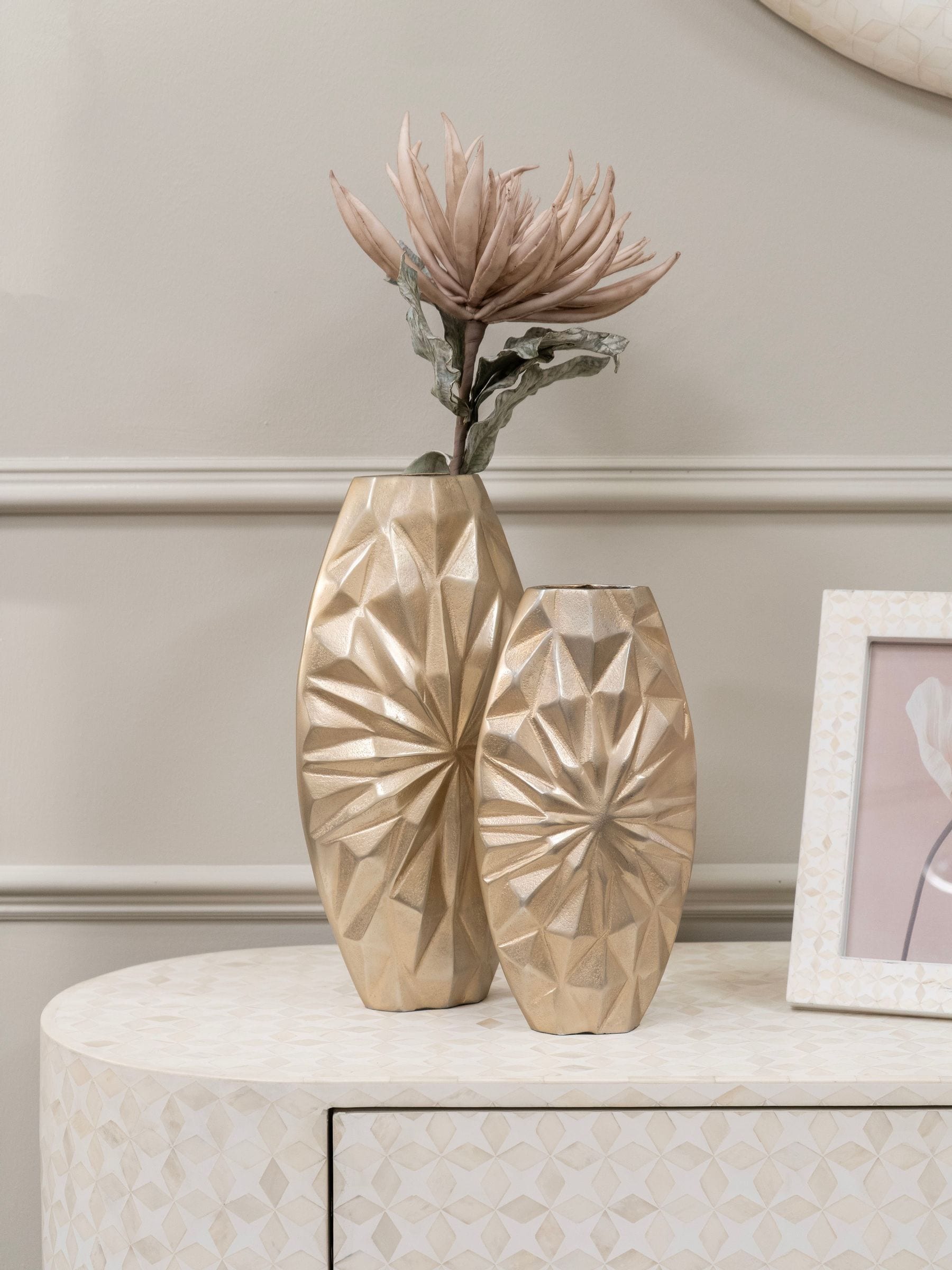 Libra Interiors Gold Hatton Cast Aluminium Vase 40.5cm height, UK version