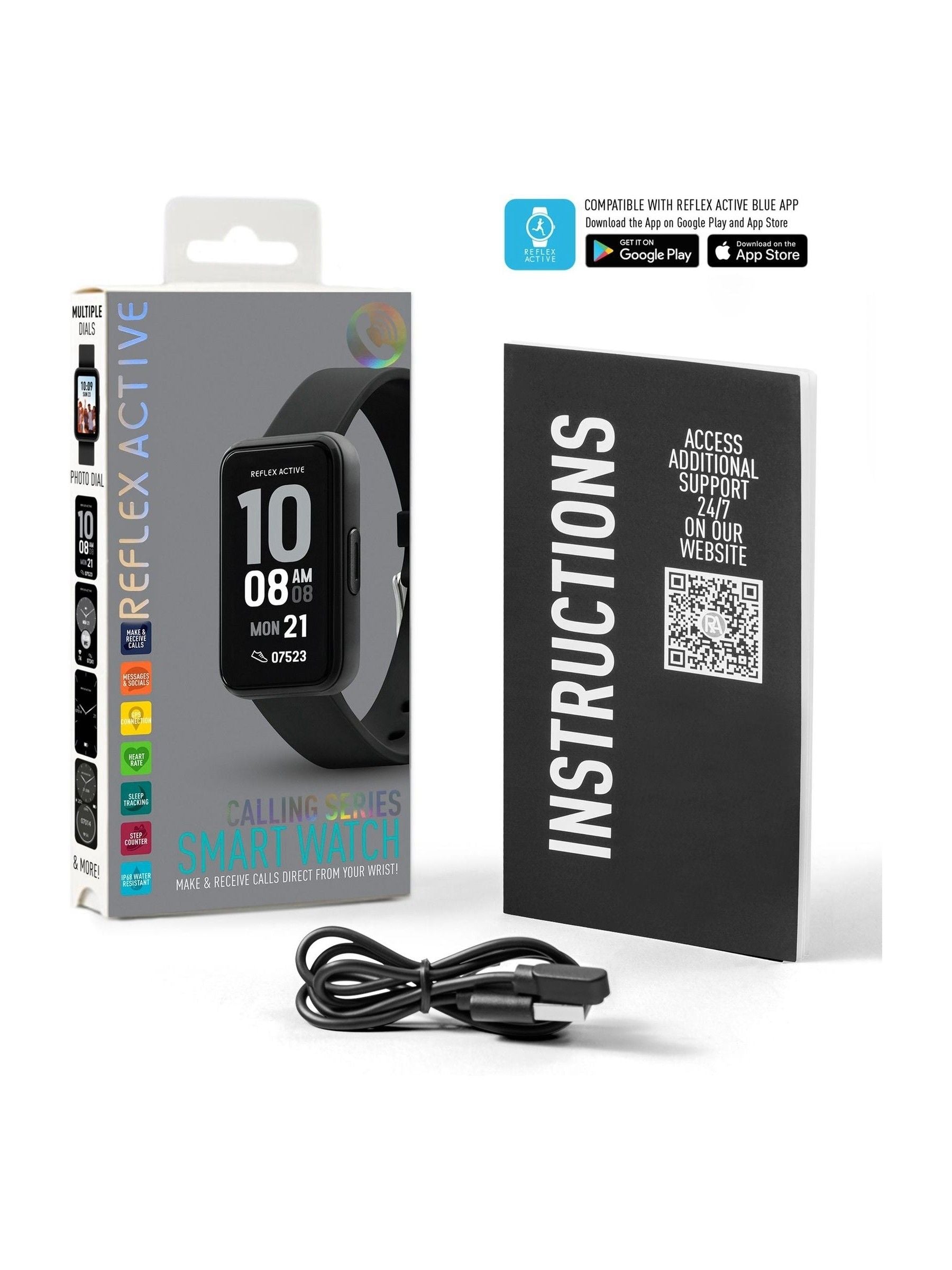 Reflex Active Black Series 49 Strap Smart Calling Watch, imported from the UK