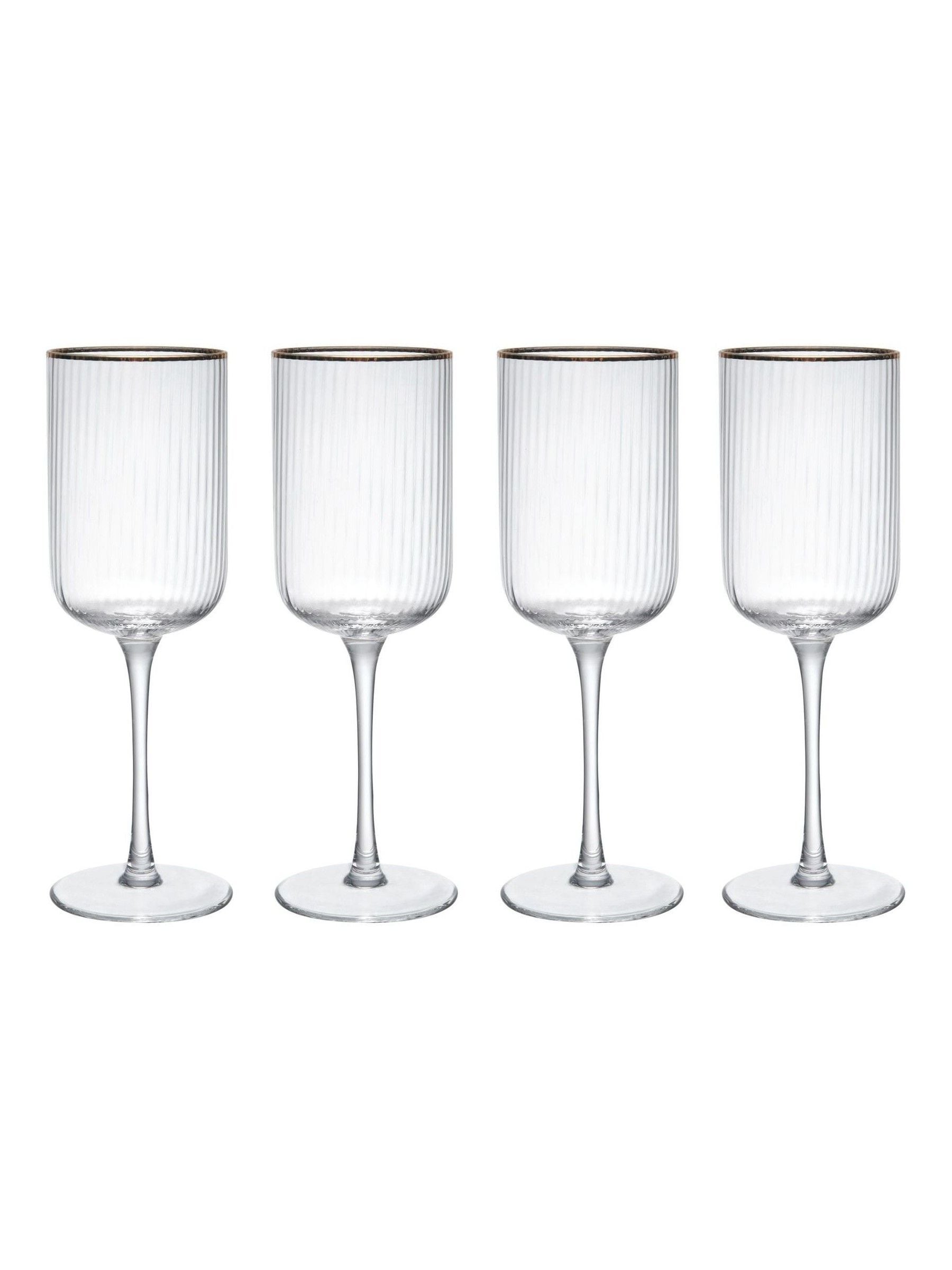 Mikasa Gold Sorrento ridged crystal red wine glass set of 4 450ml, imported from the UK