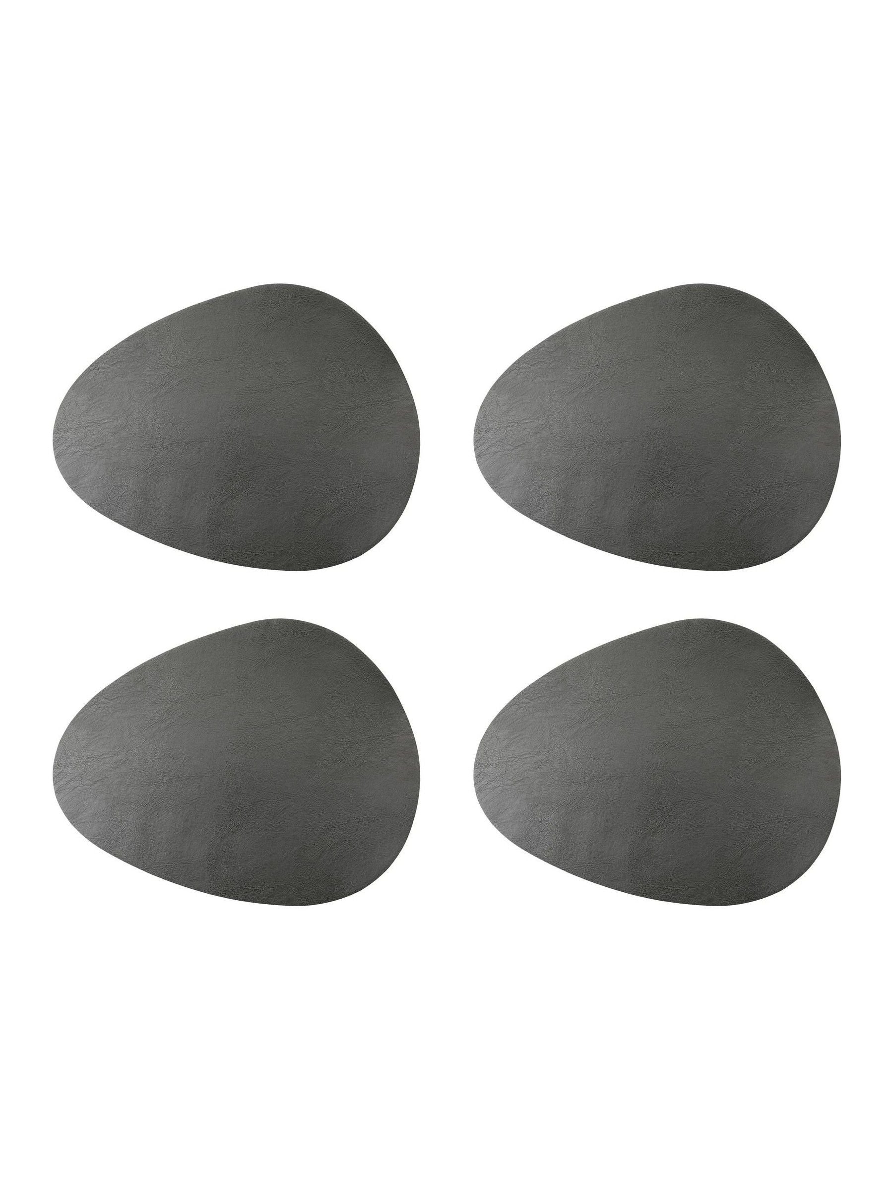 Mikasa black pebble-shaped faux leather placemat set of 4, imported from the UK
