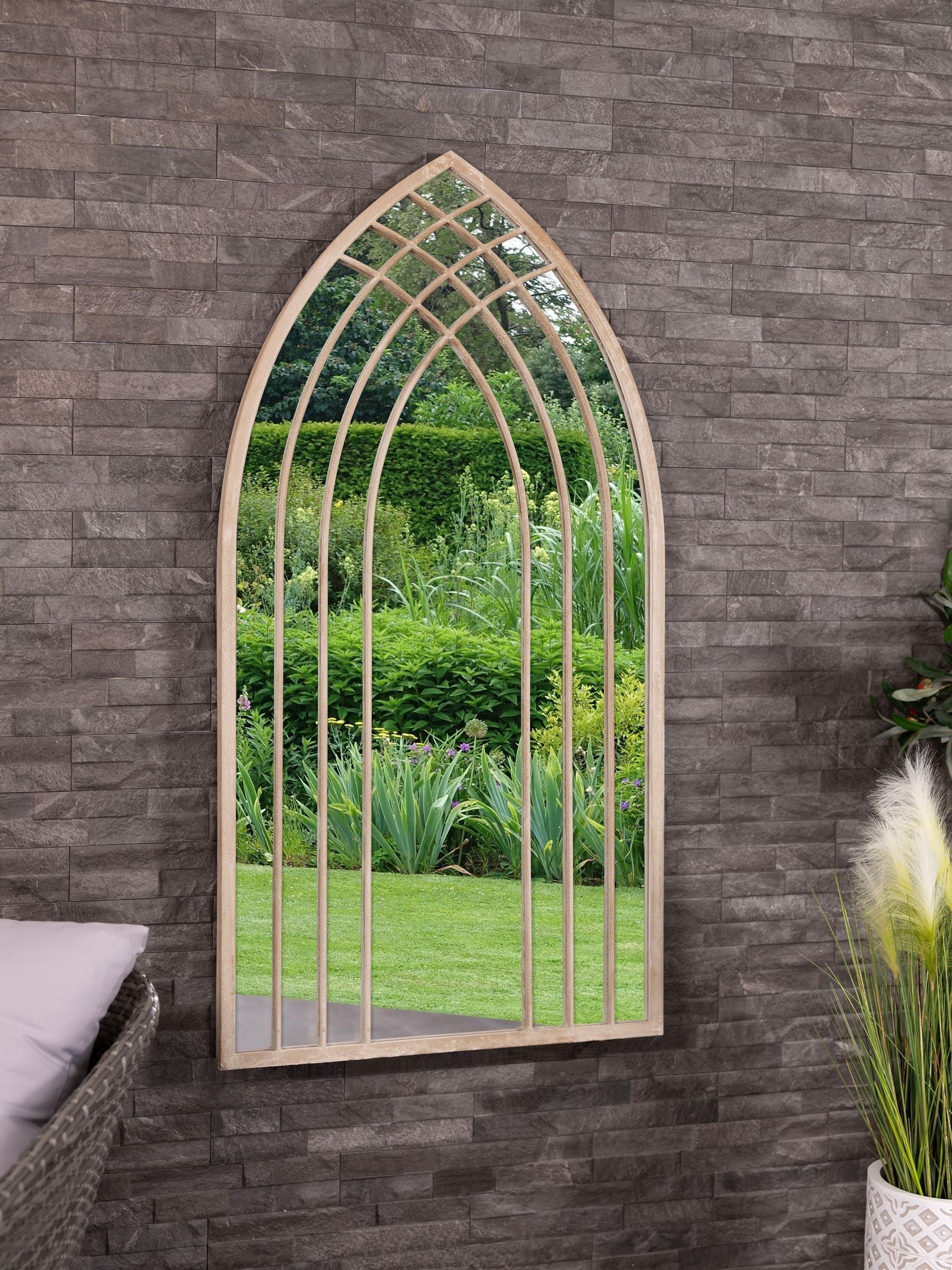 Charles Bentley Brown Lisbon Lattice Arch Mirror 125cm wide - British product