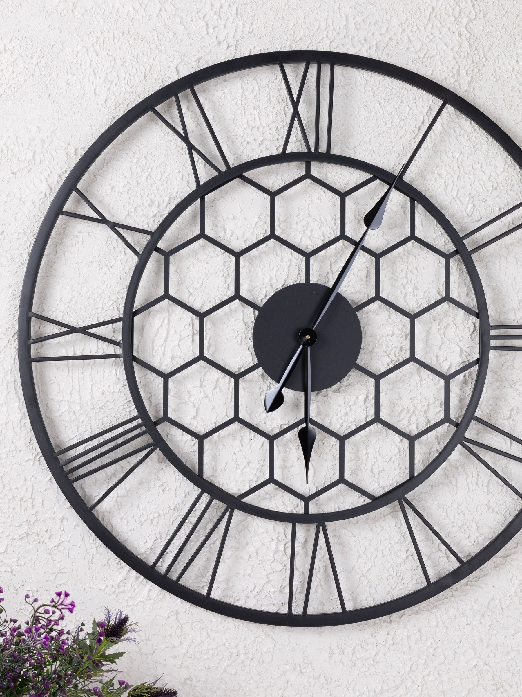 Charles Bentley Black Stanwick Skeleton Design Outdoor Wall Clock