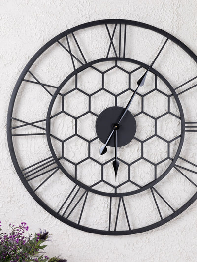 Charles Bentley Black Stanwick Skeleton Design Outdoor Wall Clock