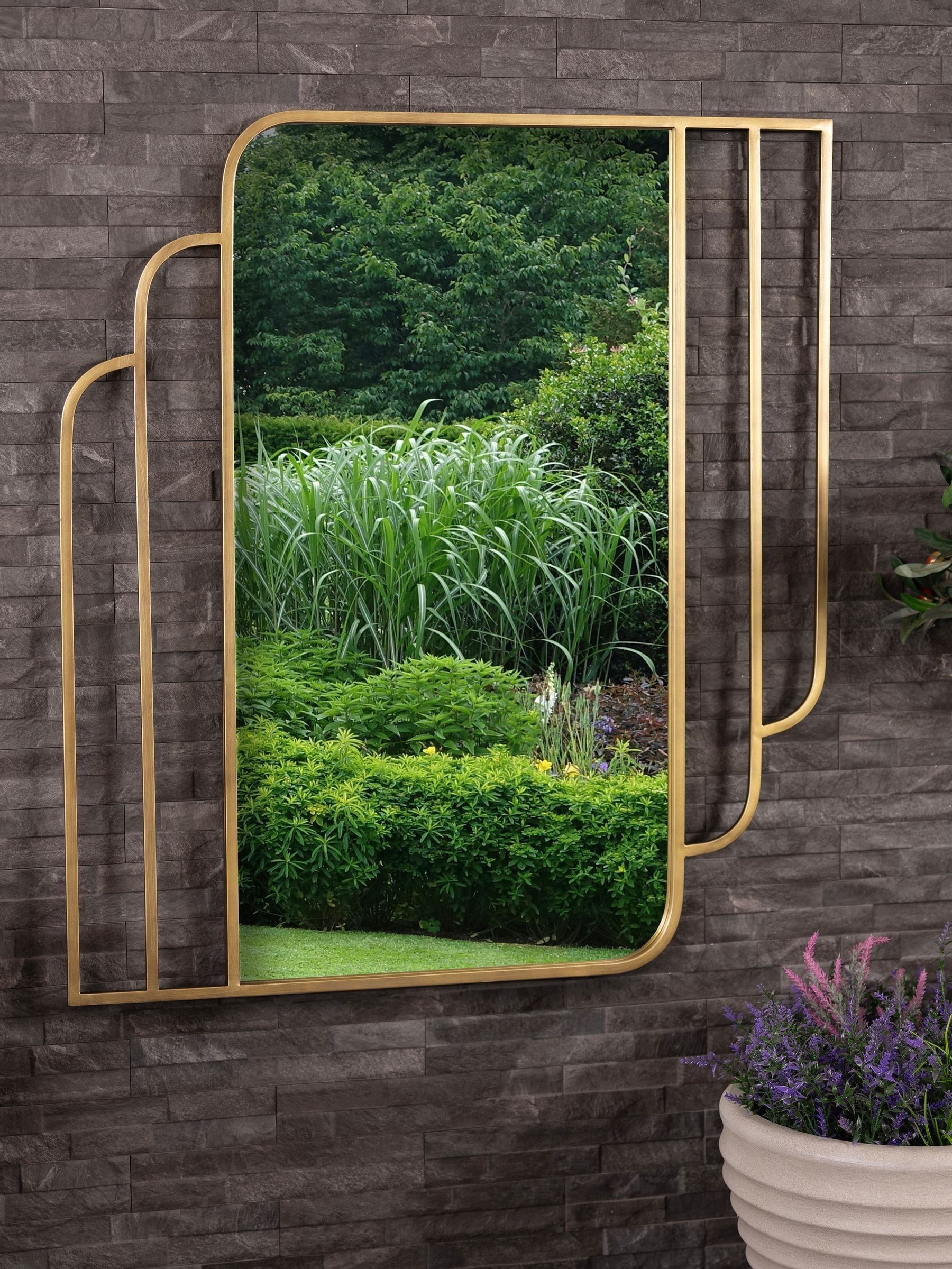 Charles Bentley Gold Prague Art Deco Design Rectangular Mirror