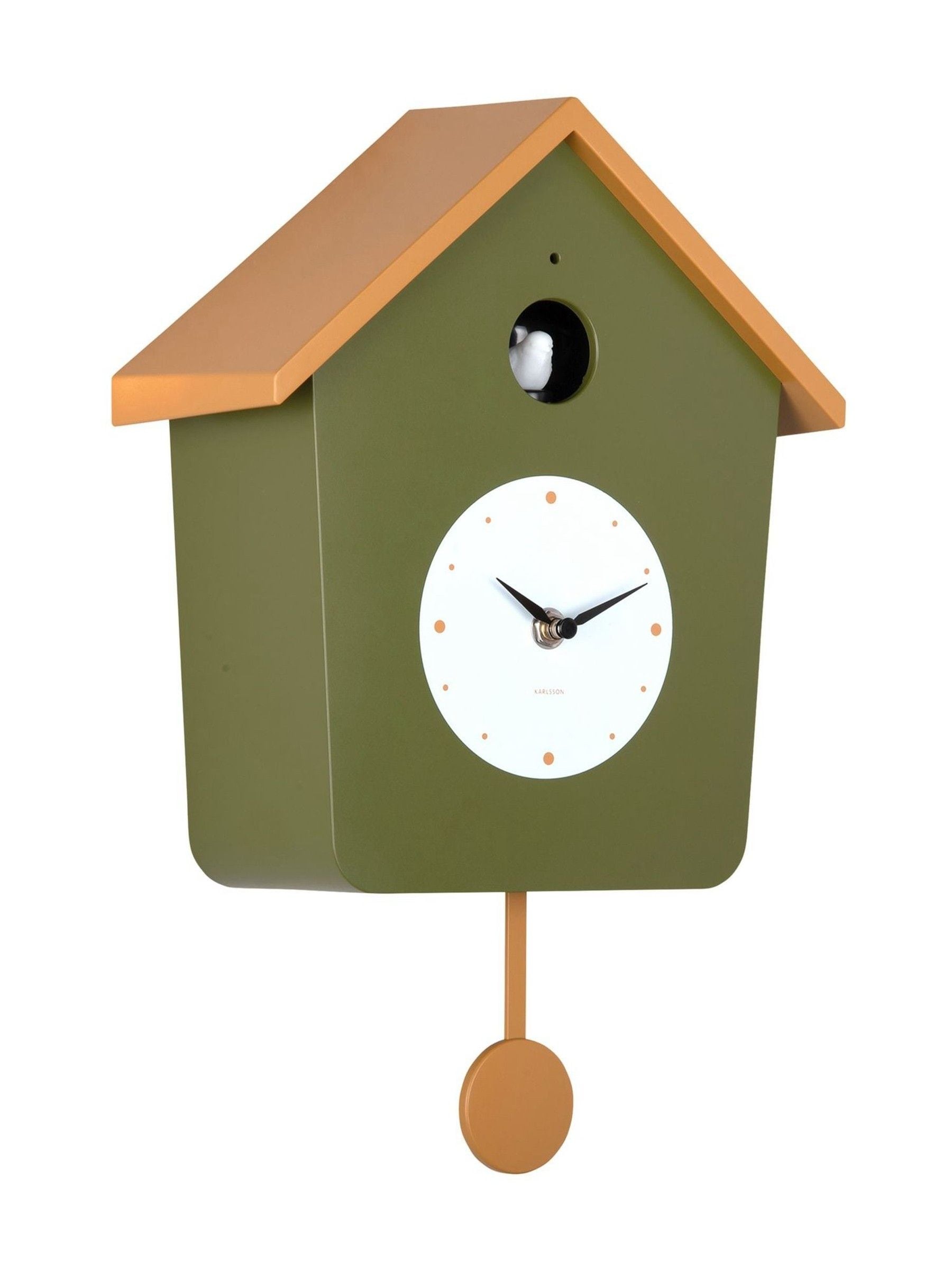 Karlsson Army Green Ochre Yellow Cuckoo Wall Clock