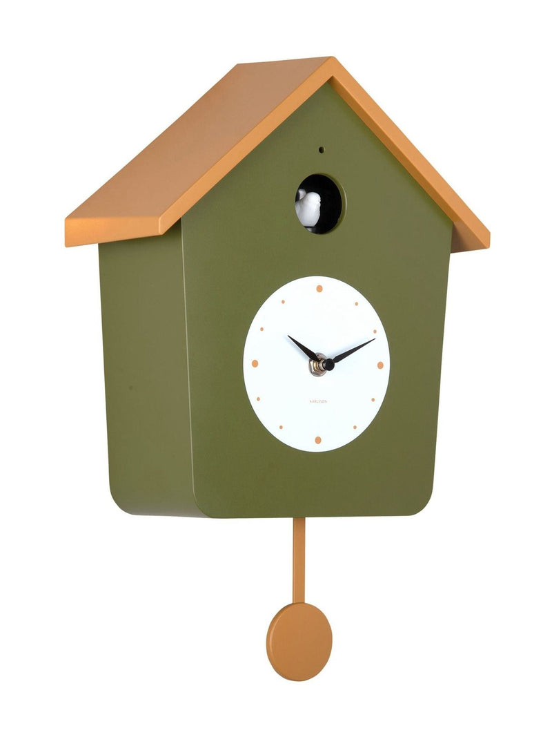 Karlsson Army Green Ochre Yellow Cuckoo Wall Clock