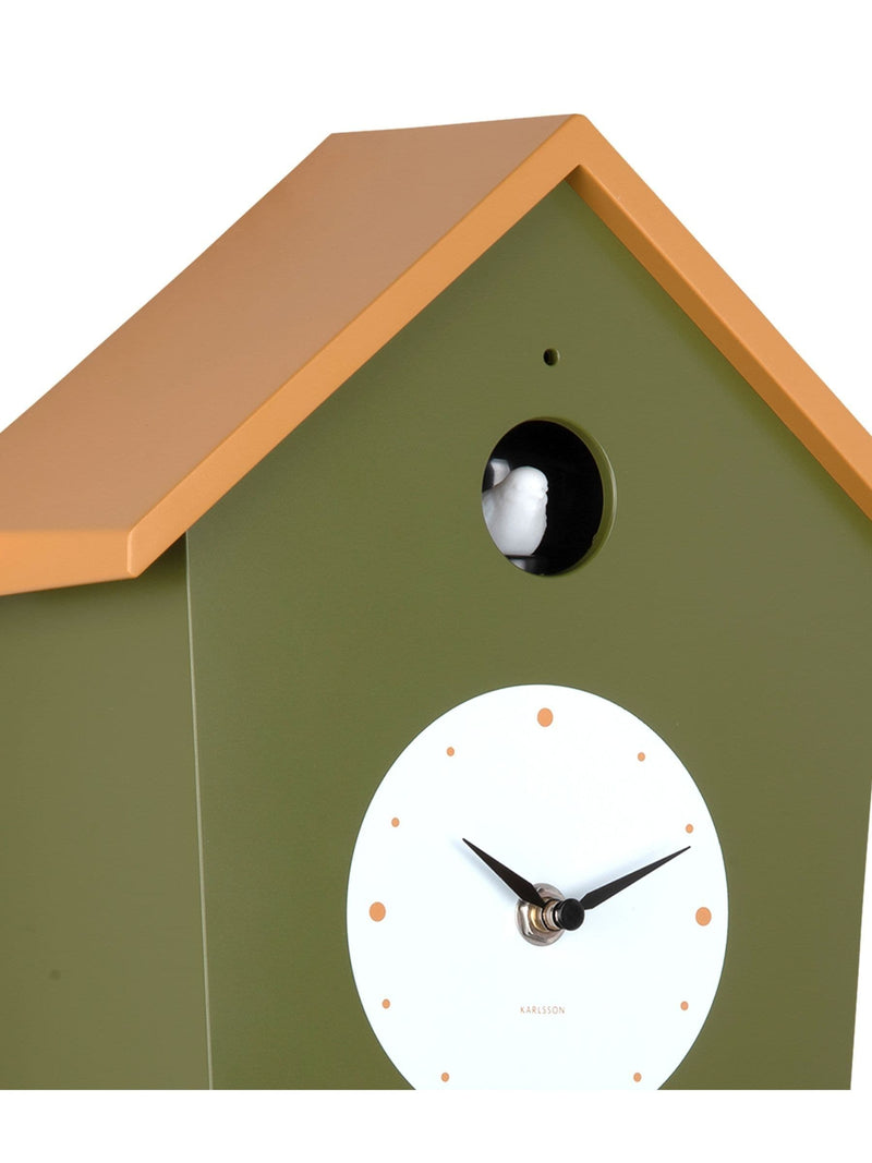 Karlsson Army Green Ochre Yellow Cuckoo Wall Clock