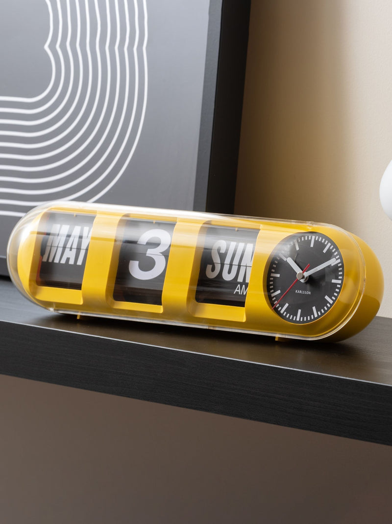 Karlsson Bright Yellow Tube Flip Wall Clock