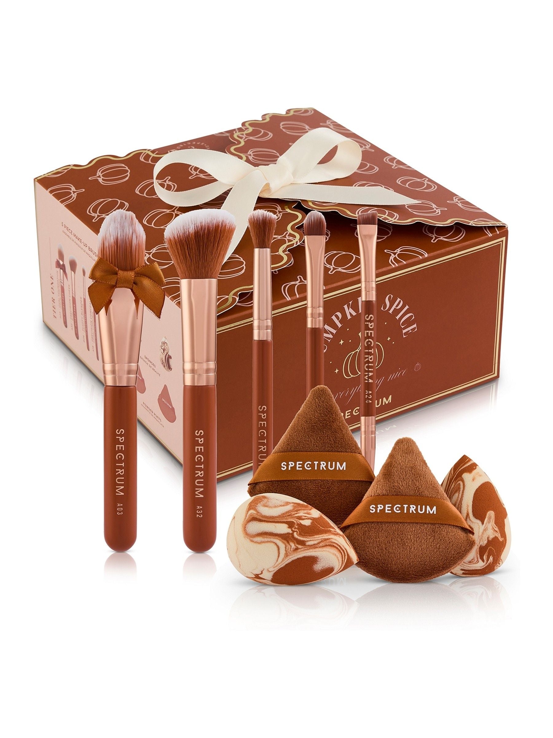 Spectrum Collections Pumpkin Spice Brush Sponge and Powder Puff Gift Set