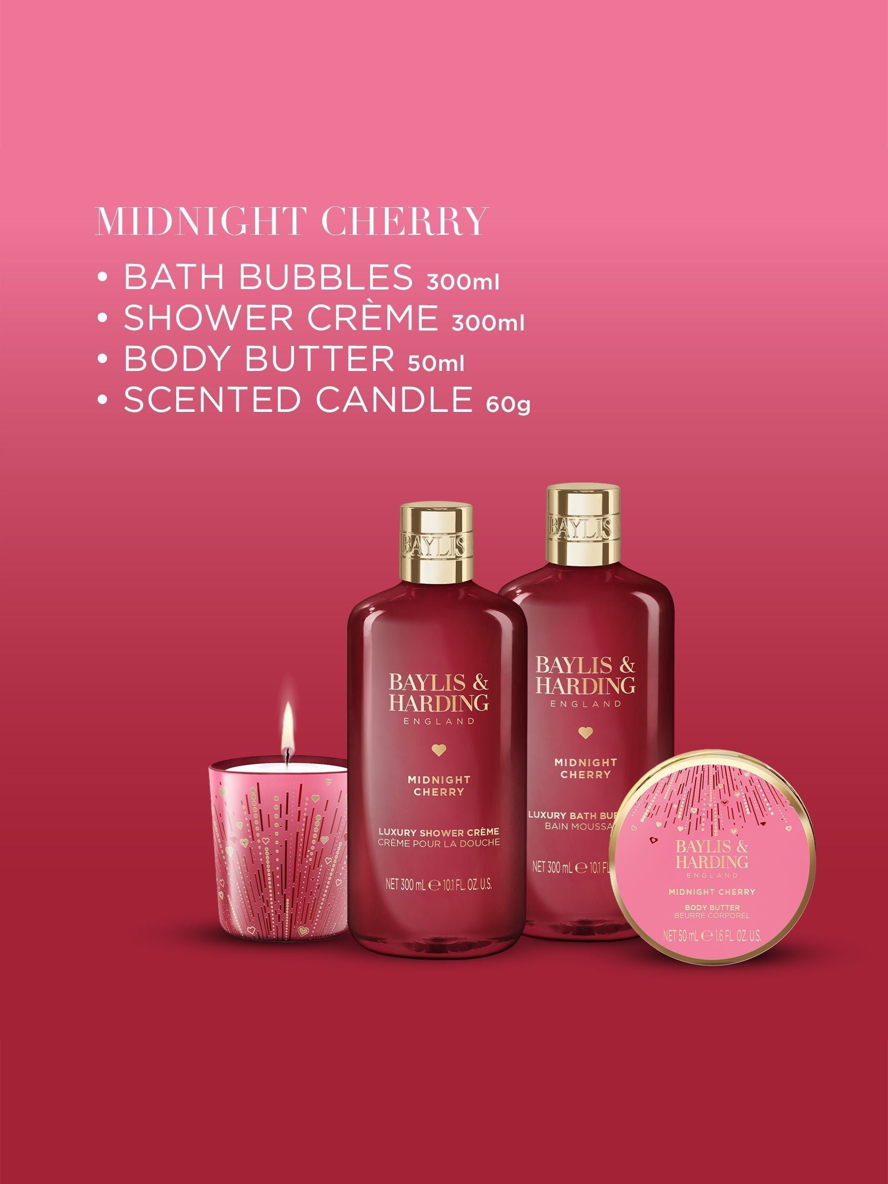 Baylis & Harding Midnight Cherry bath gift set - British product