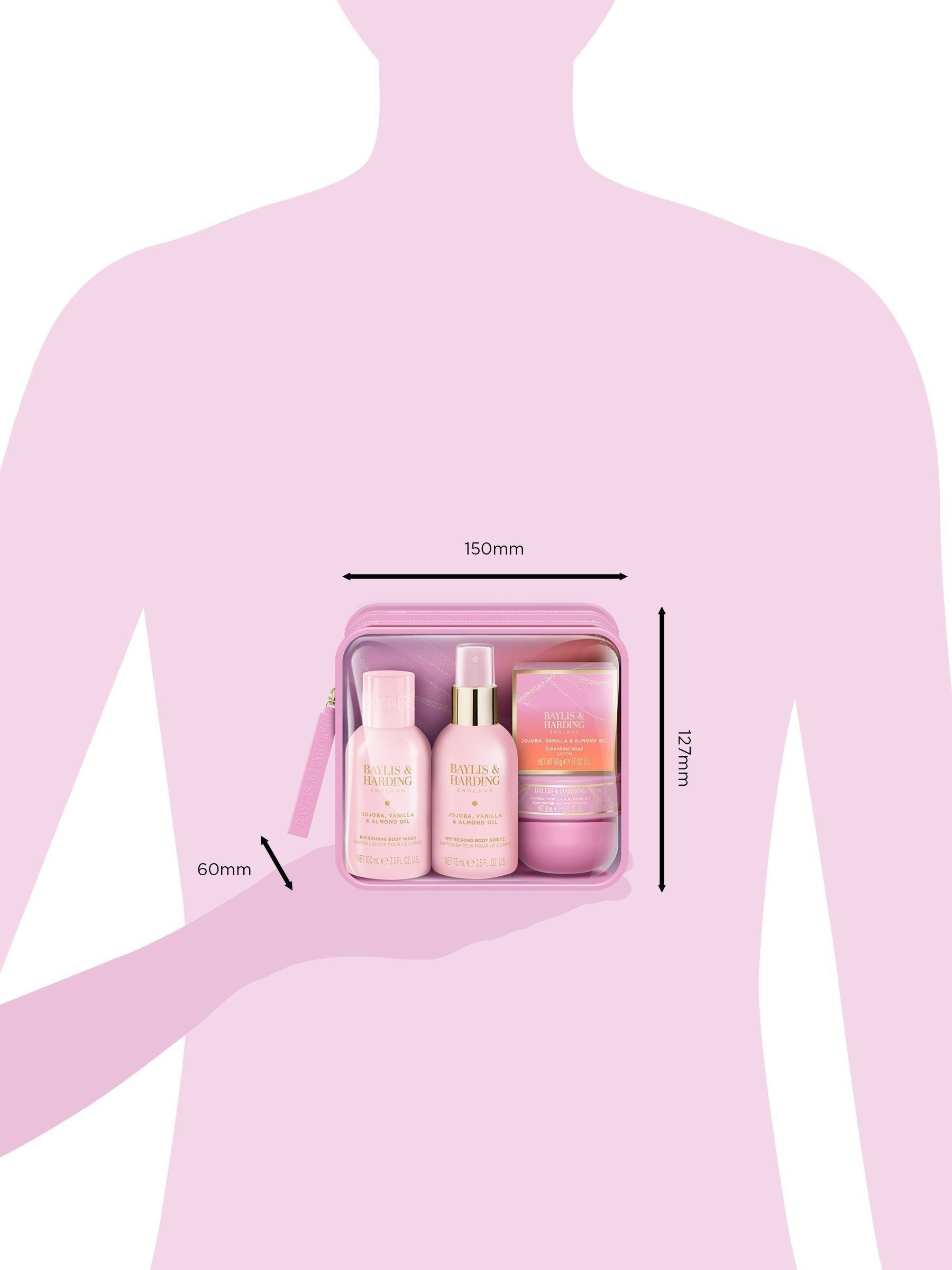Baylis & Harding Jojoba Vanilla & Almond Oil Luxury Travel Wash Bag Gift Set