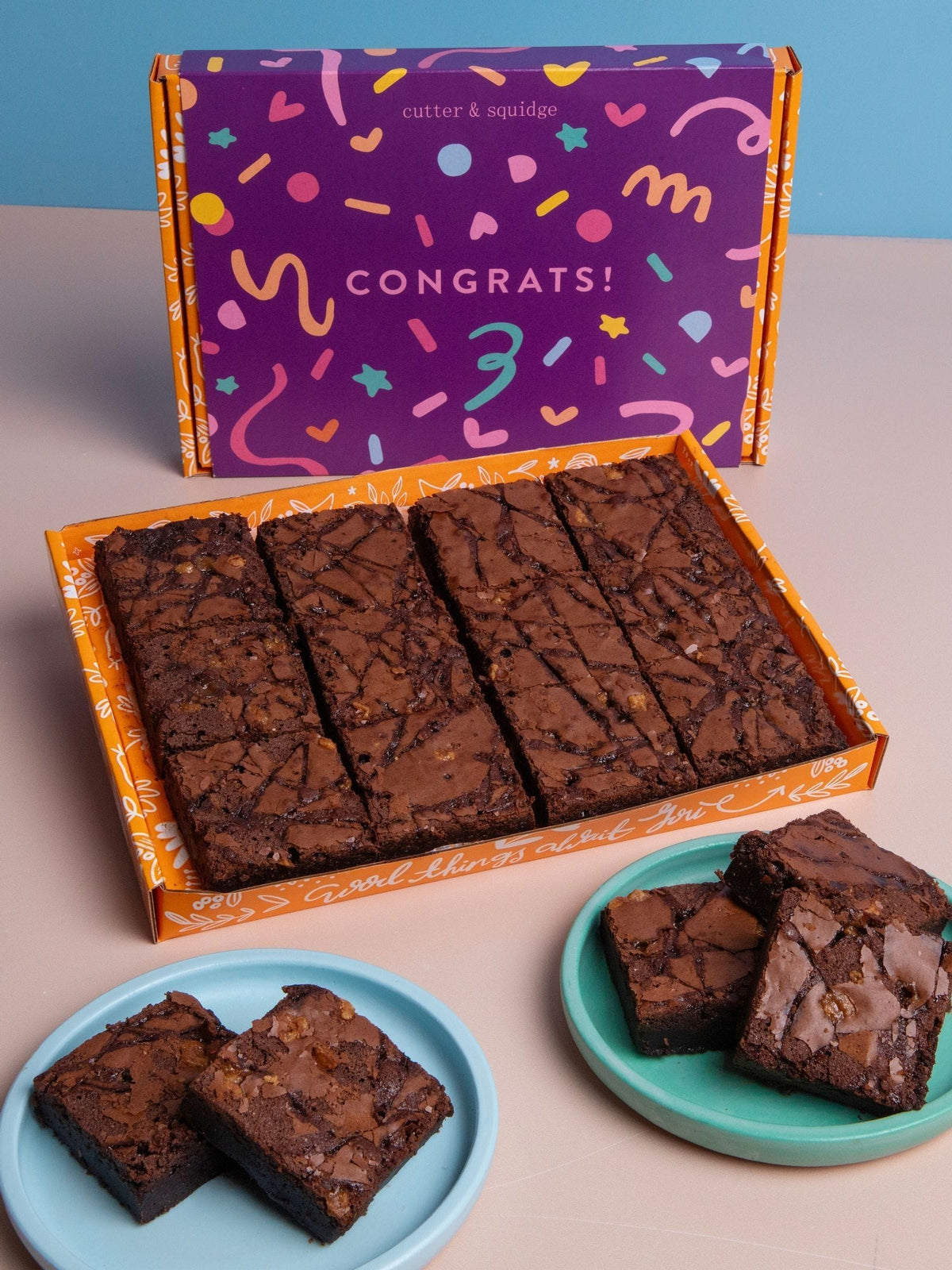 Cutter & Squidge Congratulations Fudge Brownies 12 squares - British product