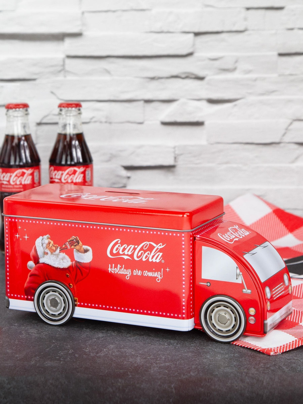 Kimm Coca-Cola Money Box Truck Tin with Glass, UK version