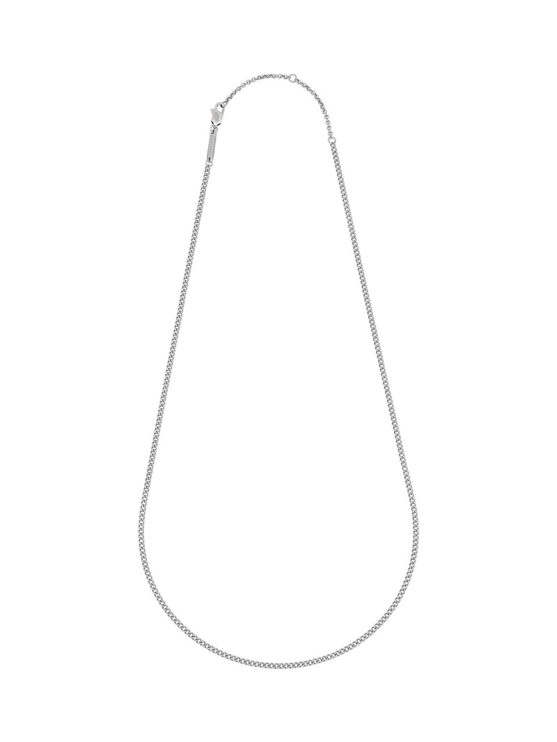 Men's Fine Curb Chain Necklace in Silver Tone with Waterproof Design