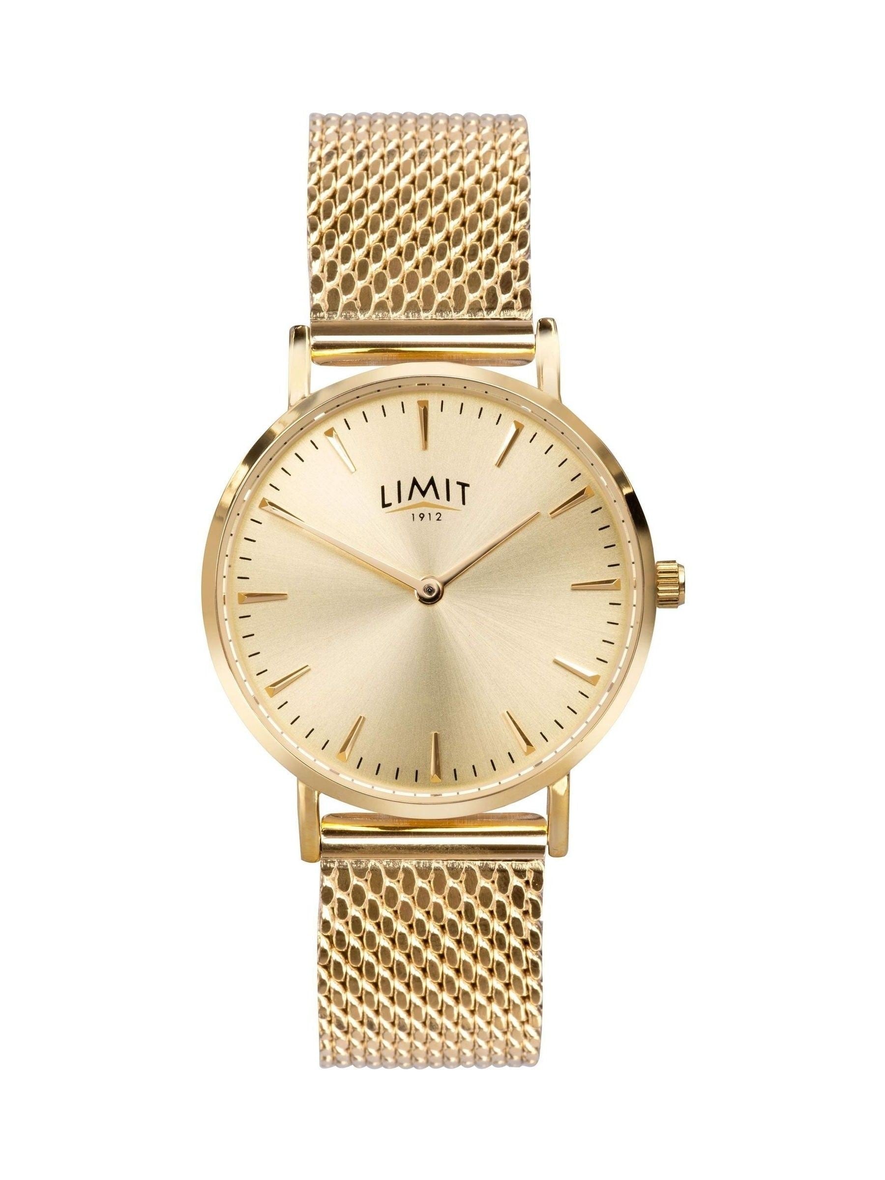 Limit Gold 36mm gold analogue watch with mesh strap, UK version