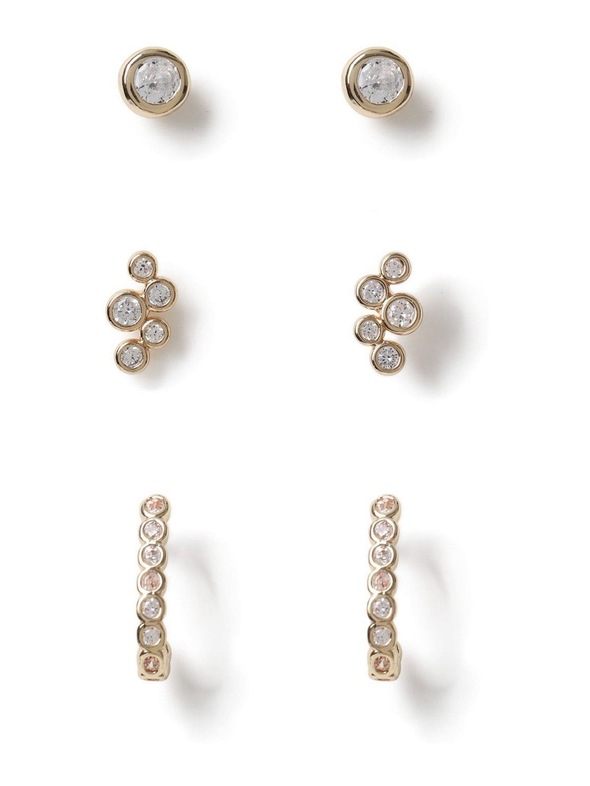Aela gold tone diamond simulant earrings multipack - British product