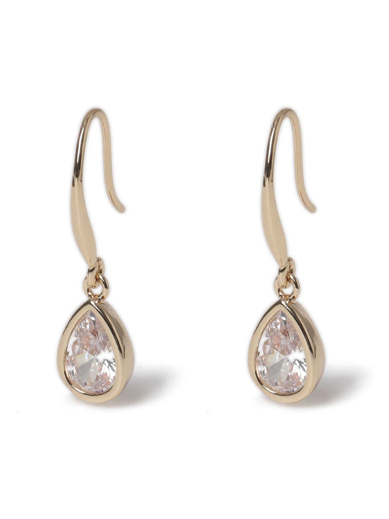 Gold Tone Diamond Simulant Teardrop Earrings