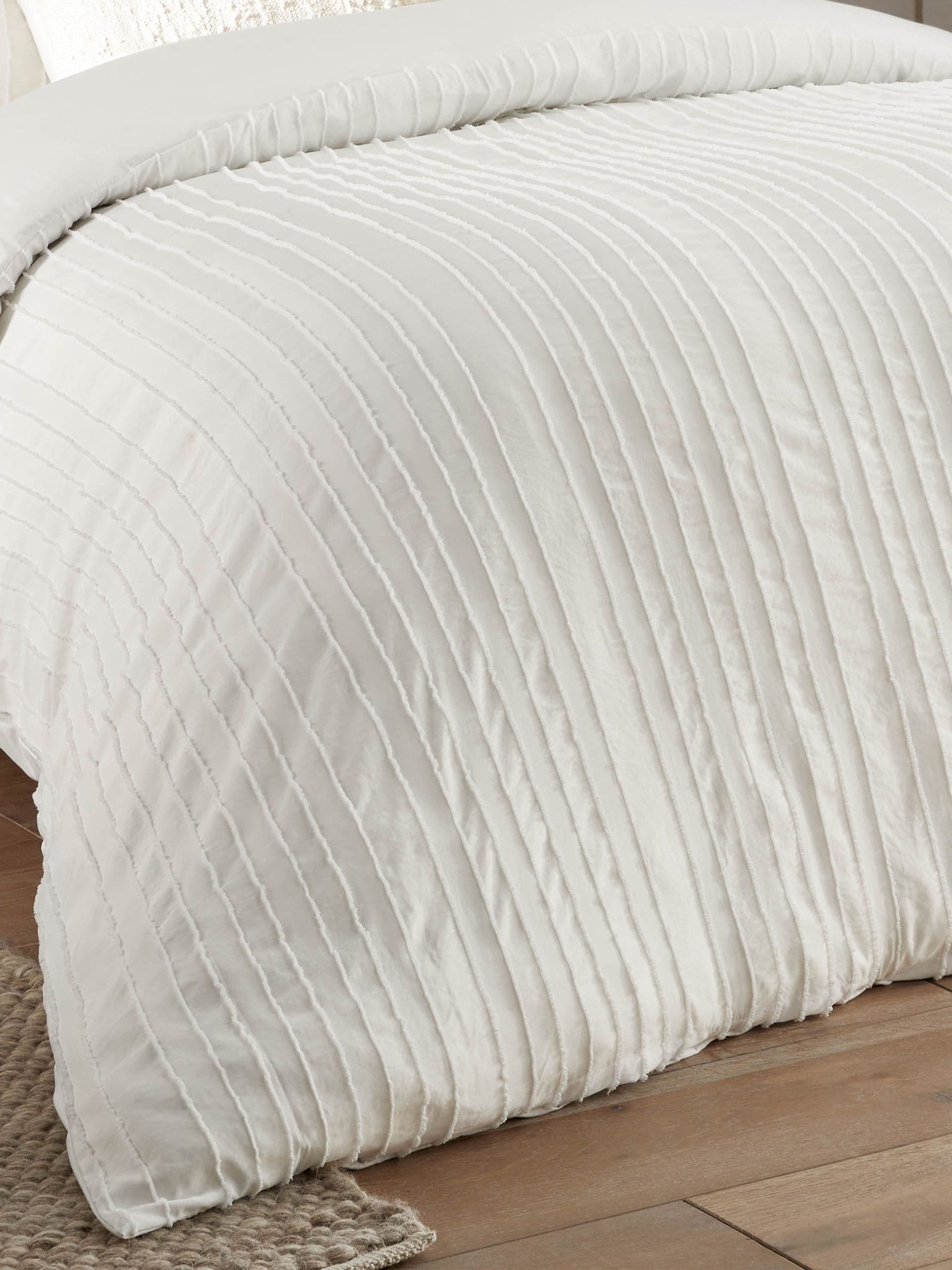 White Harrison Stripe tufted duvet cover set - British product